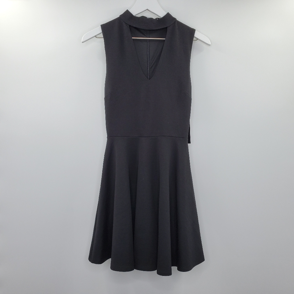 Lulus Black Skater Dress Cutout Choker Neck NEW LBD XS